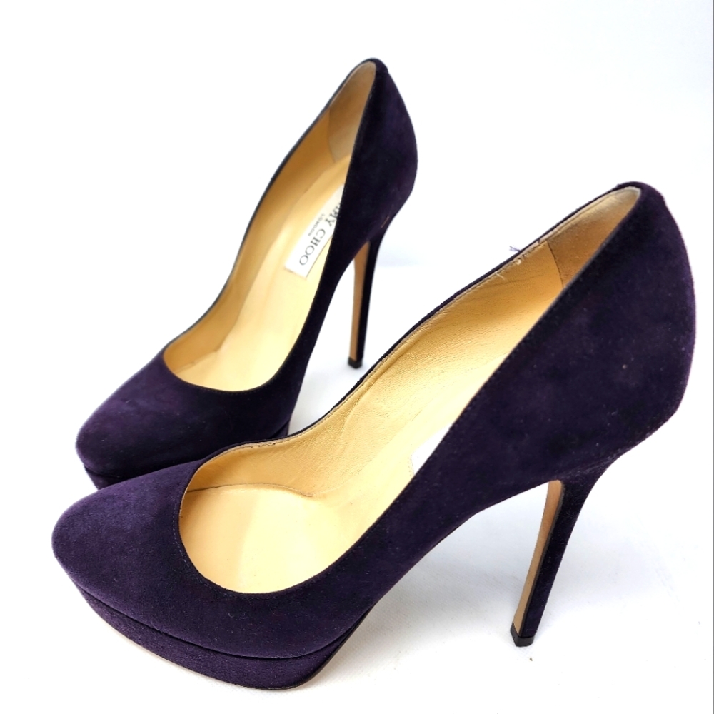 Jimmy Choo Purple Suede Platform Pumps